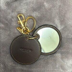 Coach Brown Leather Keychain Mirror best offer